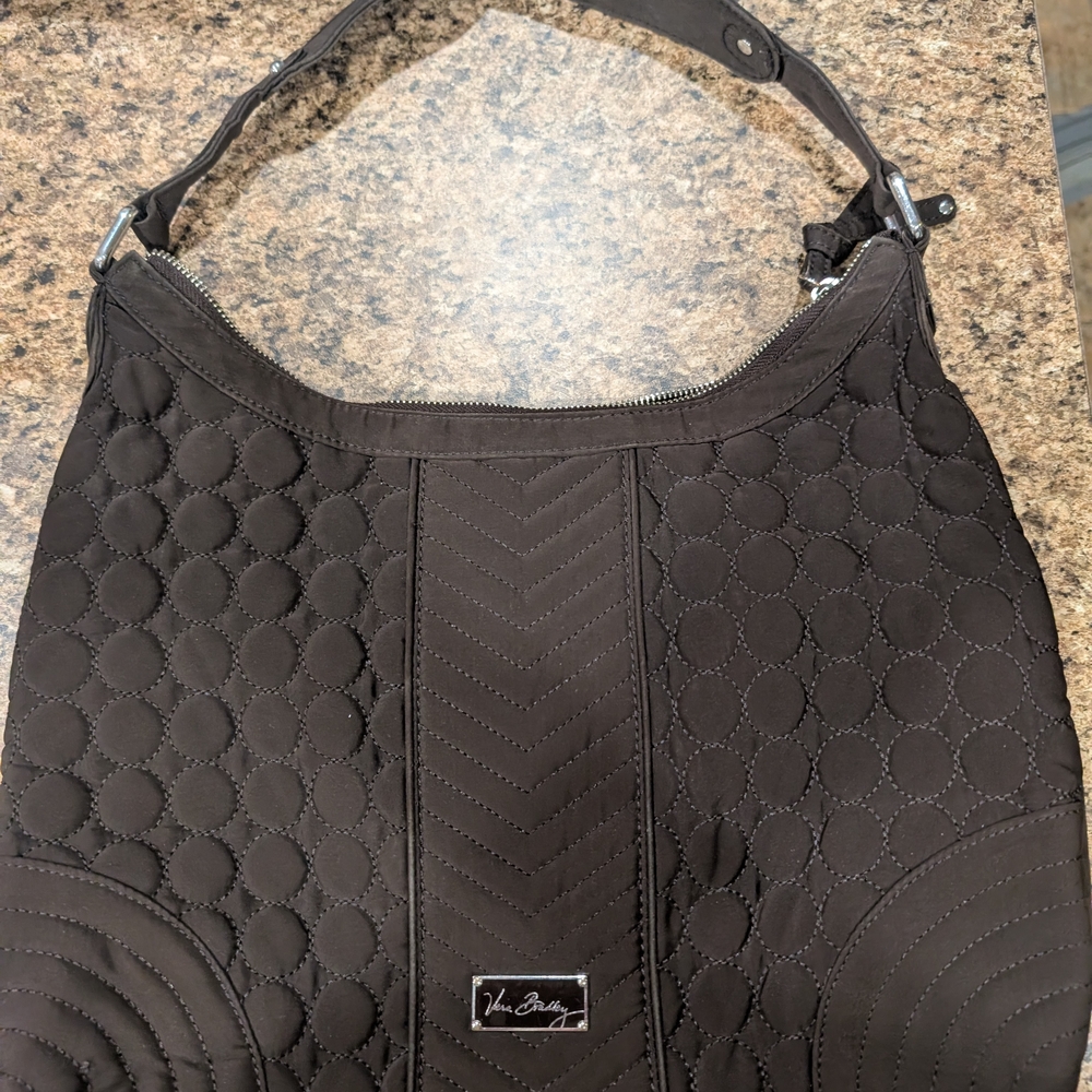 Vera Bradley Dark Brown Quilted Hobo Bag